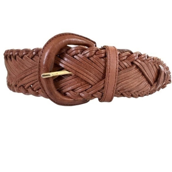 Onyx Accessories - ONYX BROWN LEATHER BRAIDED WEAVED BELT 38” LARGE